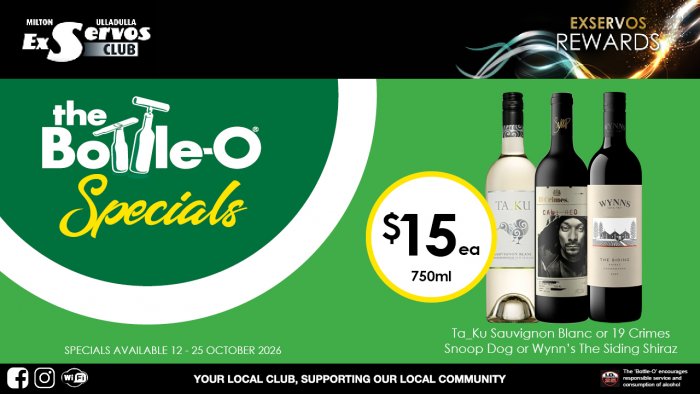 Ta_Ku Sauvignon Blanc or 19 Crimes Snoop Dog or Wynn’s The Siding Shiraz