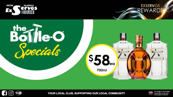 Roku Gin or Dimple Scotch