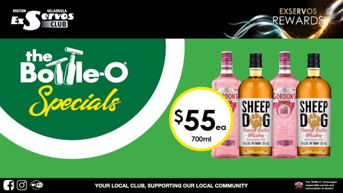 Gordon’s Pink Gin or Sheepdog Peanut Butter Whiskey