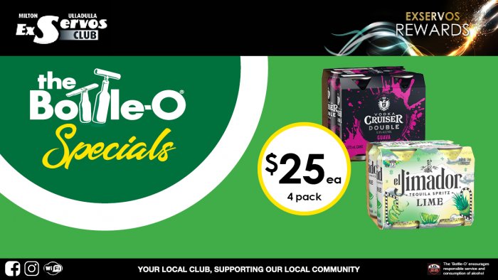 Vodka Cruiser Double Guava or  El Jimador Lime Tequila Spritz