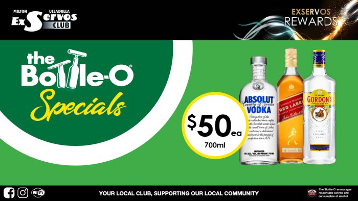 Absolut Vodka, Johnnie Walker  Red Label or Gordon’s Gin