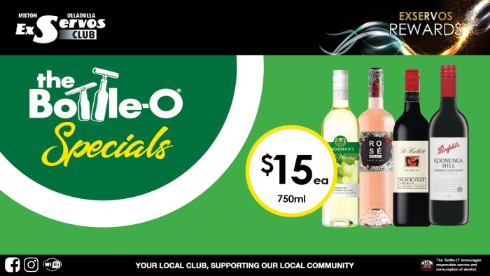 Lindeman’s Early Harvest, De Bortoli Rose Rose, St Hallett Black Clay Shiraz or Penfolds Koonunga Hill Cab Sauv