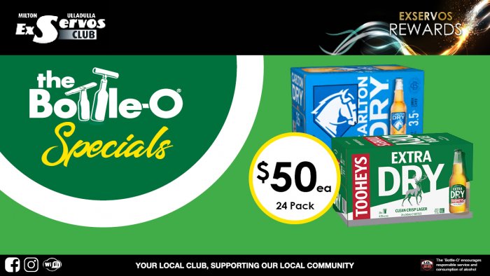 Carlton Dry 3.5% or Tooheys Extra Dry