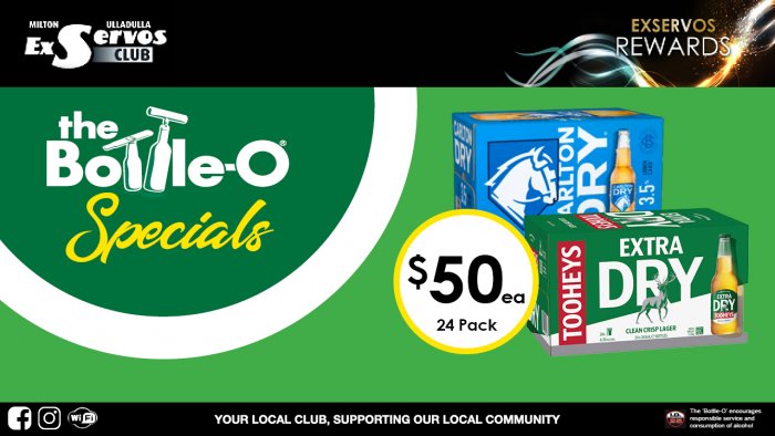 Carlton Dry 3.5% or Tooheys Extra Dry