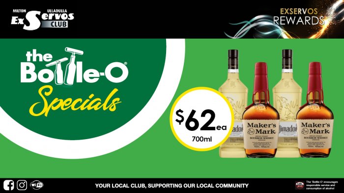 El Jimador Tequila or  Maker’s Mark Bourbon