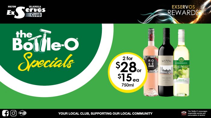 De Bortoli Rose Rose, Wynn’s The Siding Range or Lindeman’s Early Harvest Sem Sauv Blanc