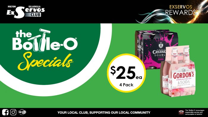 Vodka Cruiser Double Range or Gordon’s Pink Gin & Soda