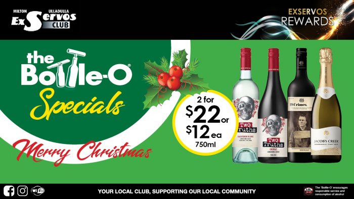 Two Truths Range, 19 Crimes  Shiraz or Jacobs Creek Sparkling