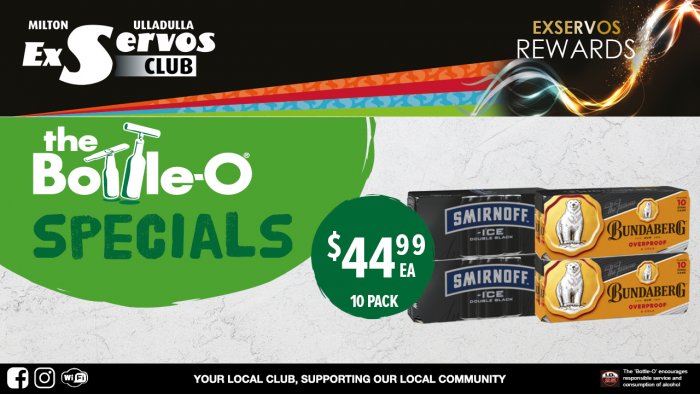Bundaberg OP Rum & Cola or Smirnoff Ice Double Black
