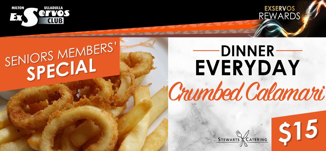 Senior Dinner Everyday - Crumbed Calamari