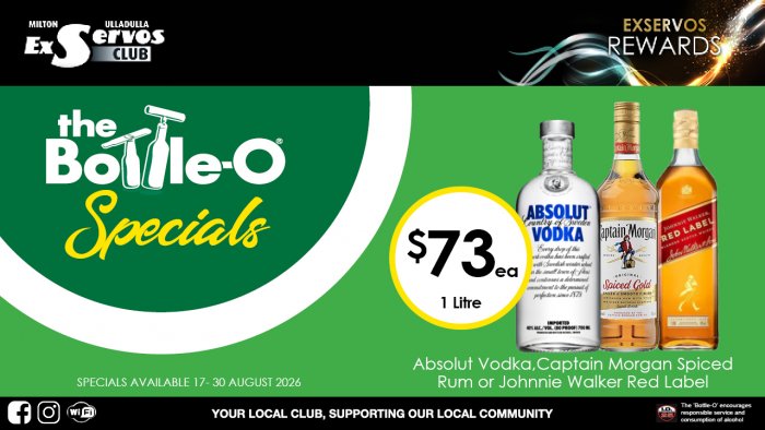 Absolut Vodka,Captain Morgan Spiced Rum or Johnnie Walker Red Label