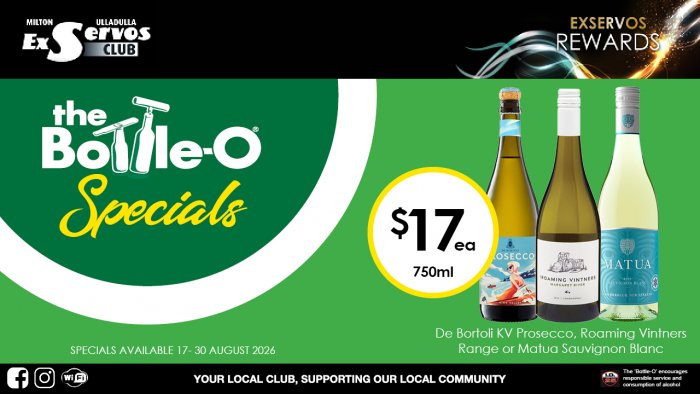 De Bortoli KV Prosecco, Roaming Vintners  Range or Matua Sauvignon Blanc