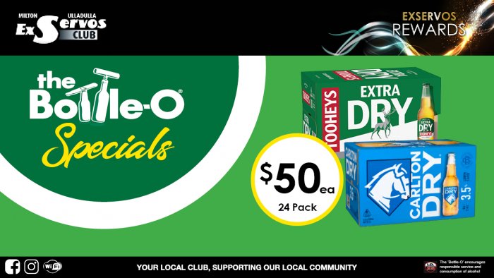 Tooheys Extra Dry or Carlton Dry 3.5%