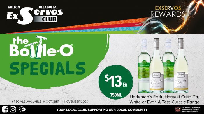 Lindeman’s Early Harvest Crisp Dry White or Evan & Tate Classic Range