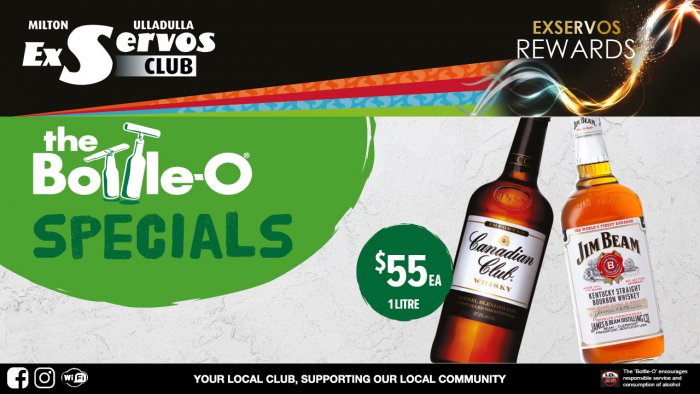 Canadian Club or Jim Beam bourbon