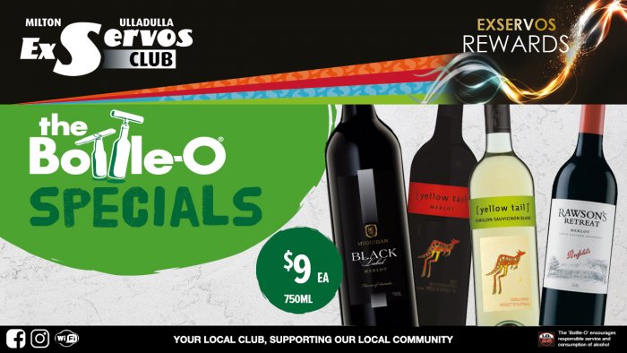 McGuigan Black Label Range, Yellow Tail Range or Penefolds Rawson’s Retreat Range