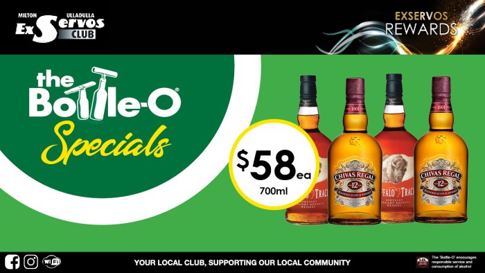 Buffalo Trace Bourbon or Chivas Regal Scotch