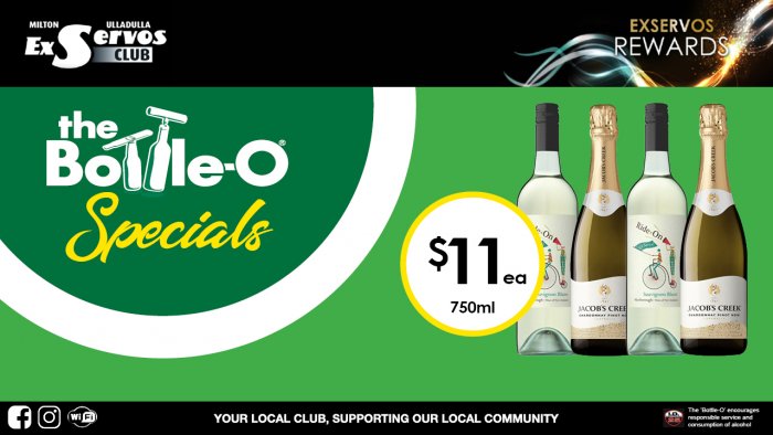 Ride On Sauvignon Blanc or  Jacob’s Creek Sparkling