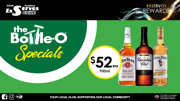 Canadian Club, Jim Beam or Captain Morgan Spiced Rum