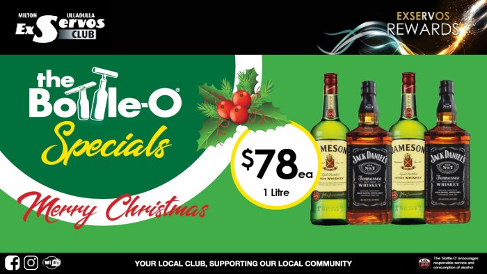 Jameson Irish Whiskey or Jack Daniel’s Black Label