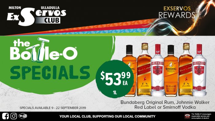 Bundaberg Original Rum, Johnnie Walker Red Label or Smirnoff Vodka