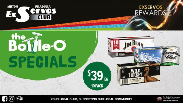 Jim Beam & Cola, Canadian Club & Dry or Cola or Wild Turkey & Cola