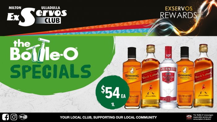 Bundaberg Original Rum, Johnnie Walker Red Label or Smirnoff Vodka